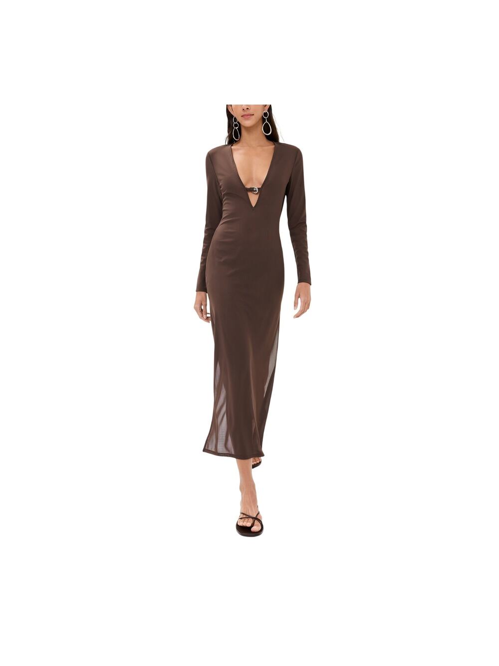 Staud Sheer Brown Cleo Dress Size XS